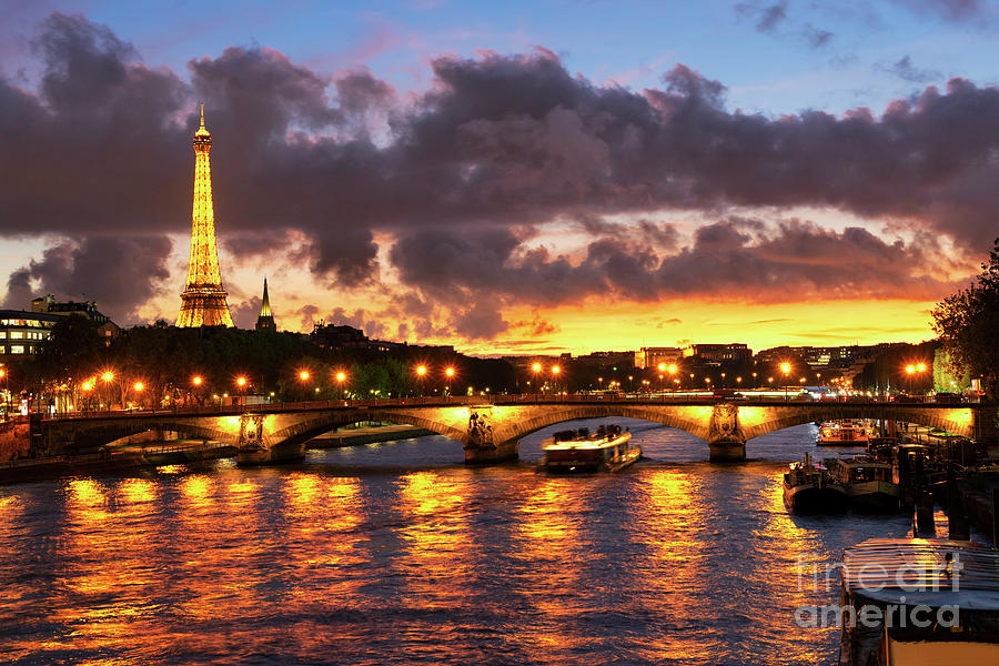 Golden Paris In Night Photograph