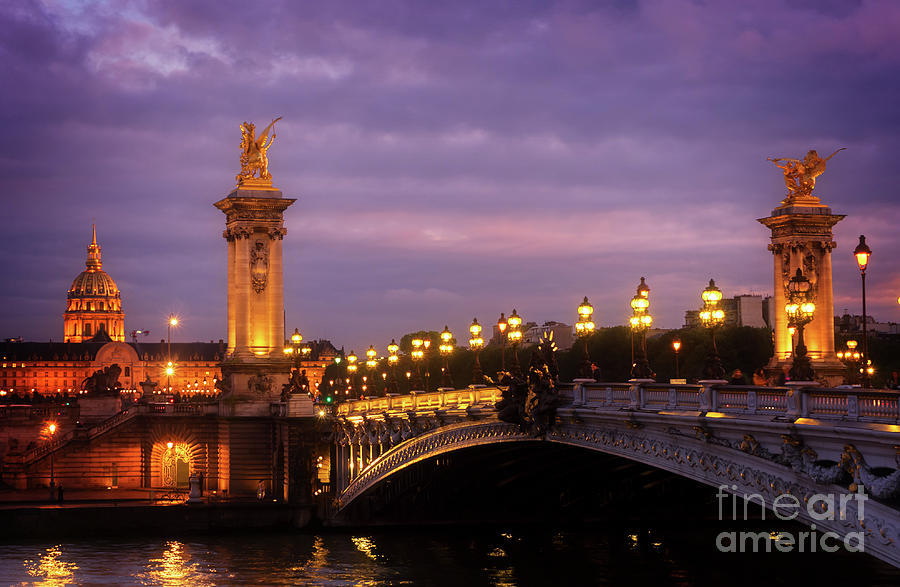 Bridge of Alexandre III at Night #1 Photograph by Anastasy Yarmolovich