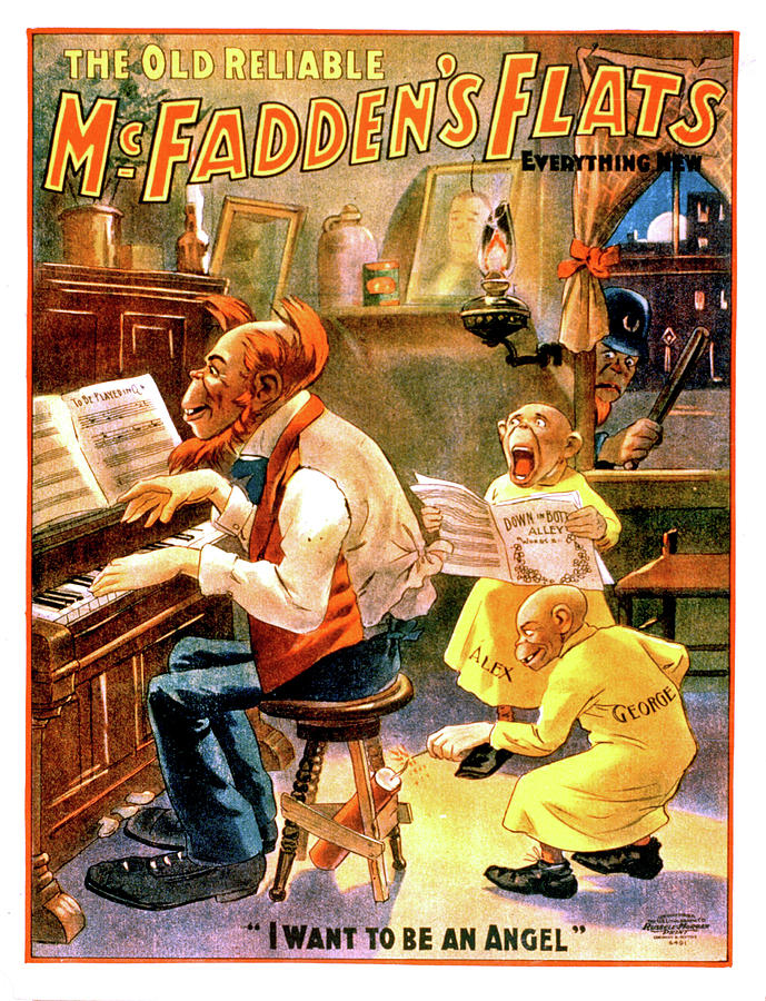 Mc Faddens Flat, vintage poster for musical play Painting by Long Shot