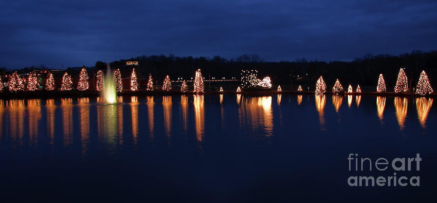 McAdenville Lake with Christmas Lights Photograph by Jill Lang