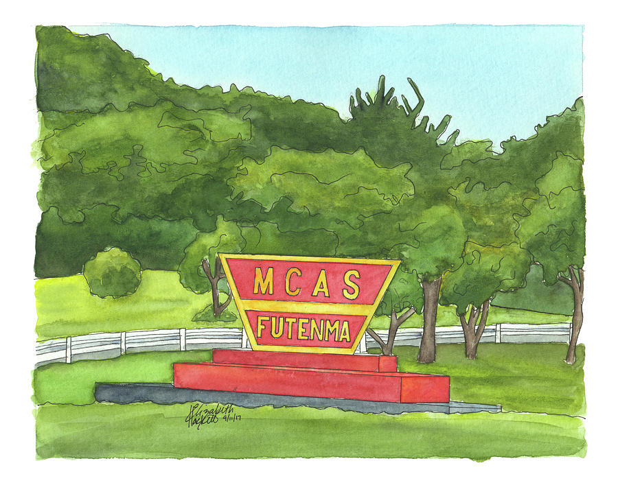 MCAS Futenma Welcome Sign Painting by Betsy Hackett