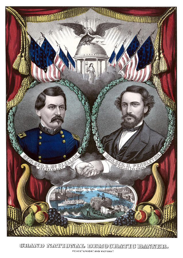 George Mcclellan Painting - McClellan and Pendleton Campaign Poster by War Is Hell Store