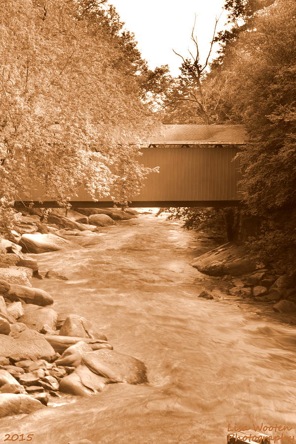 McConnells Mill Covered Bridge Sepia Photograph by Lisa Wooten