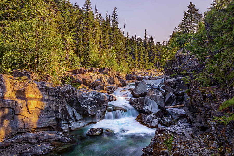McDonald Creek Falls Photograph by Peter Tellone