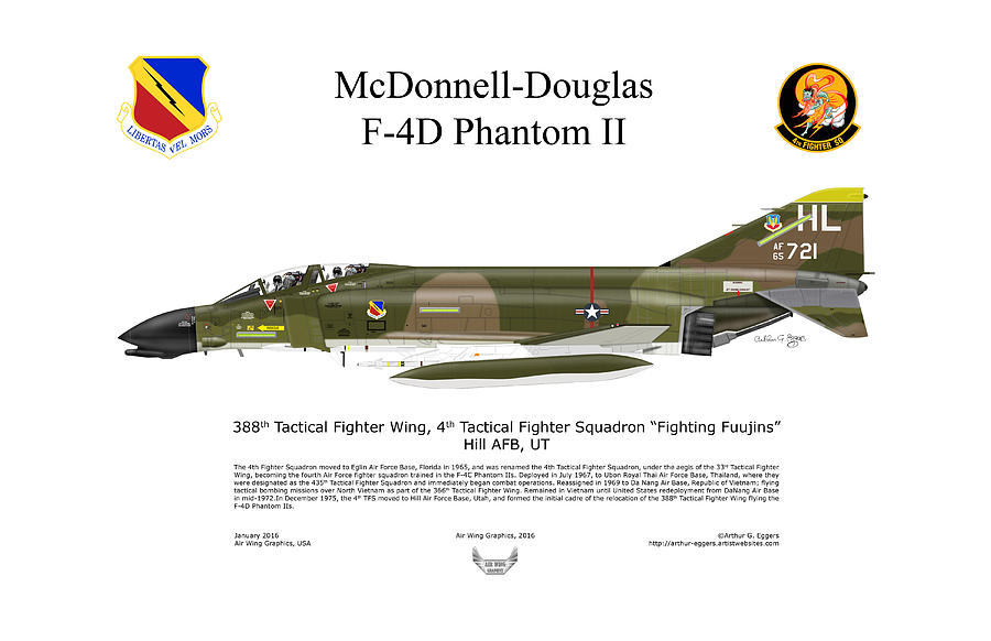 McDonnell Douglas F-4D Phantom II 4TFS Digital Art by Arthur Eggers