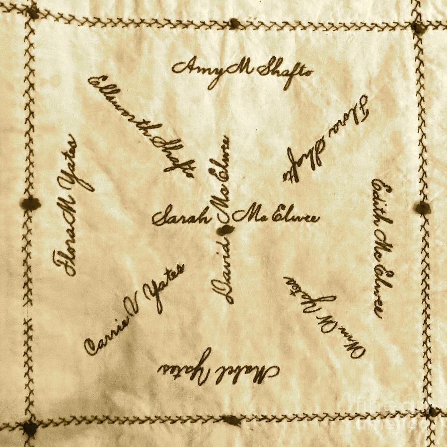 McElwee Family Quilt Square in Sepia  Photograph by Nancy Patterson