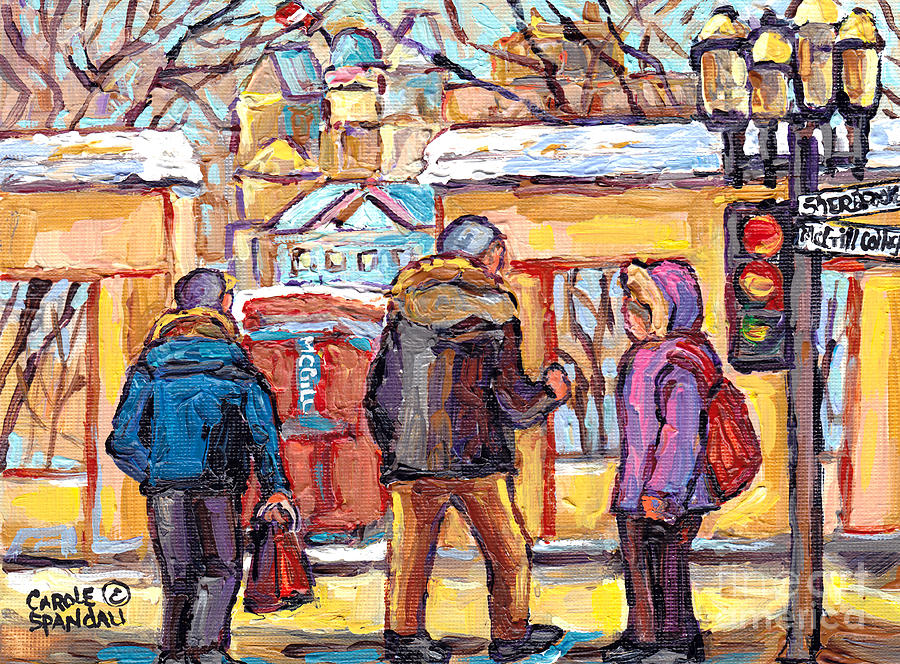 Mcgill Students Roddick Gates Downtown Scene Montreal 375 Original Art Carole Spandau Canadian Art Painting by Carole Spandau