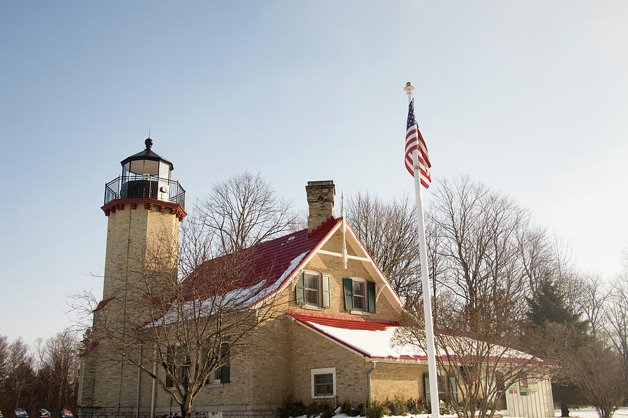 Mcgulpin Point Lighthouse, Mackinac City, Michigan In Winter Photograph