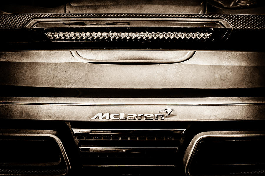 Car Photograph - McLaren 12C Spider Rear Emblem -0106s by Jill Reger