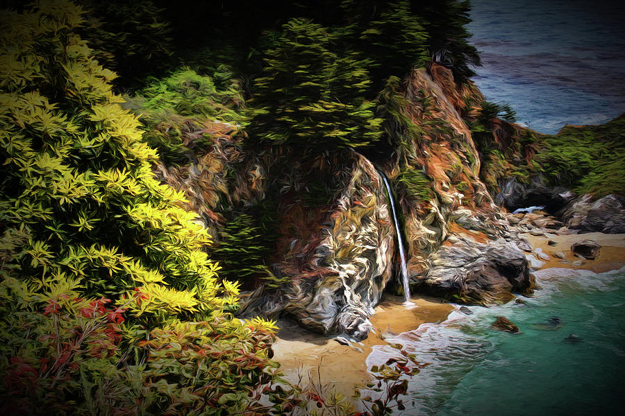 McWay Falls Painting Photograph by Judy Vincent