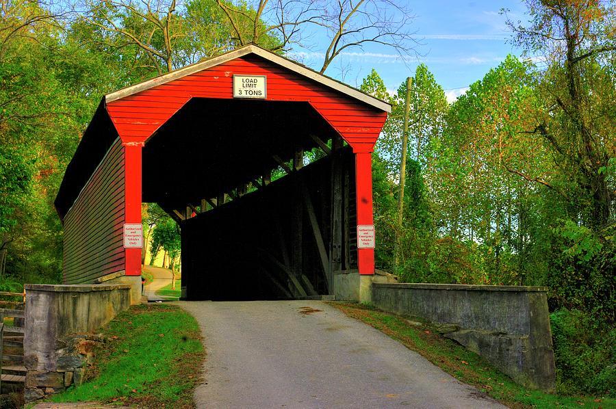 MD Covered Bridges - Foxcatcher Farms Covered Bridge Over Big Elk Creek No. 2A - Cecil County Photograph by Michael Mazaika