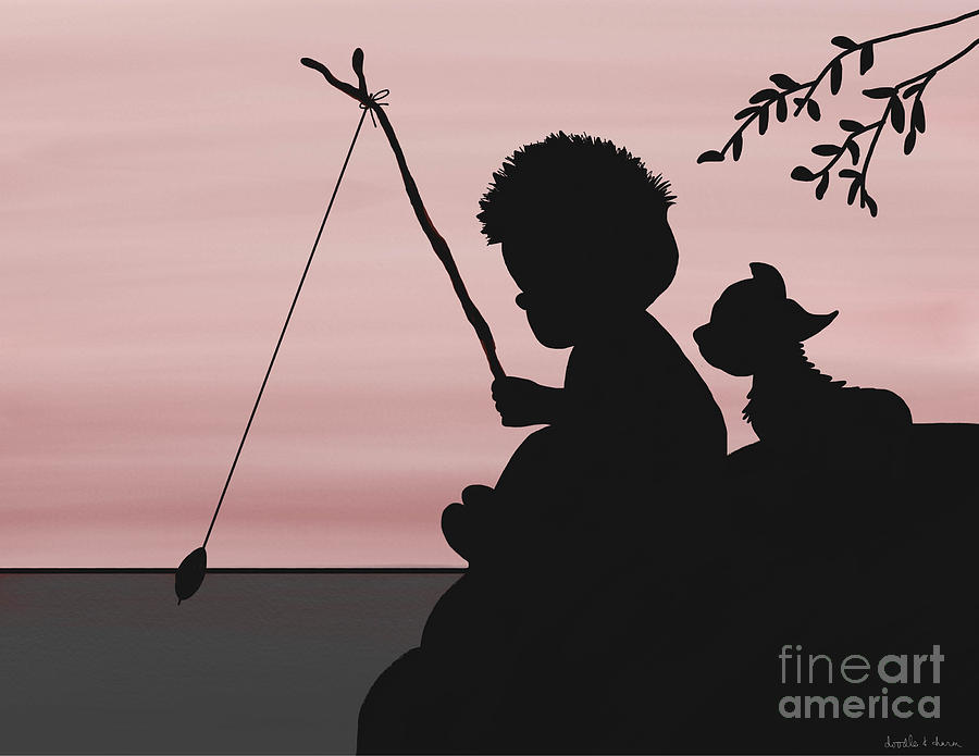 Me and my best friend fishing silhouette Digital Art by Myfairlady CR -  Fine Art America