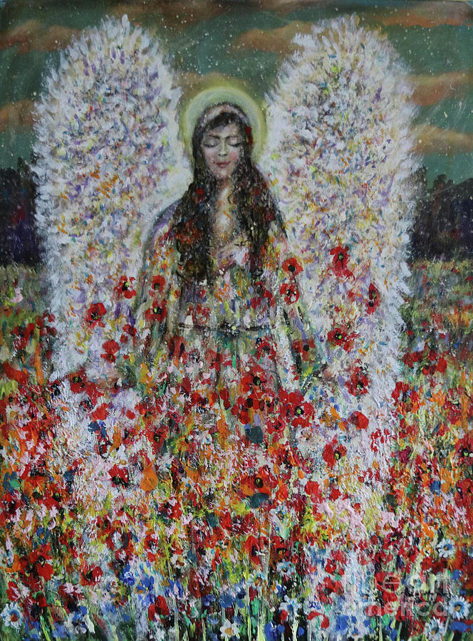 Meadow Angel Painting by Dariusz Orszulik