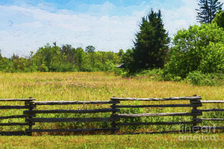 Meadow behind a split-rail fence Photograph by Les Palenik