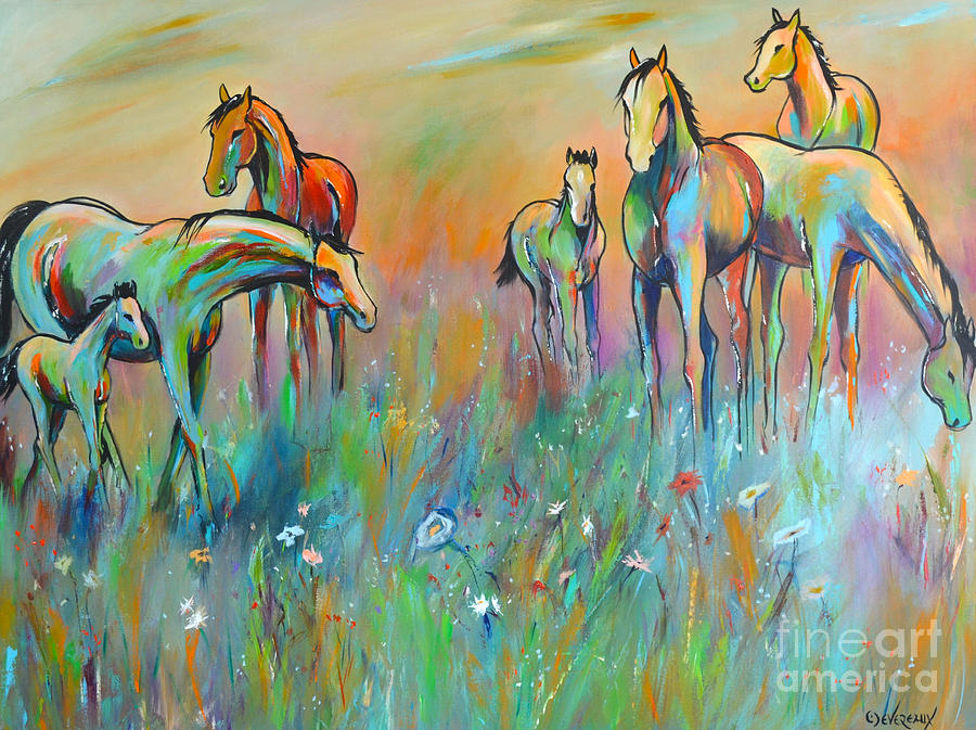 Horse Painting - Meadow by Cher Devereaux