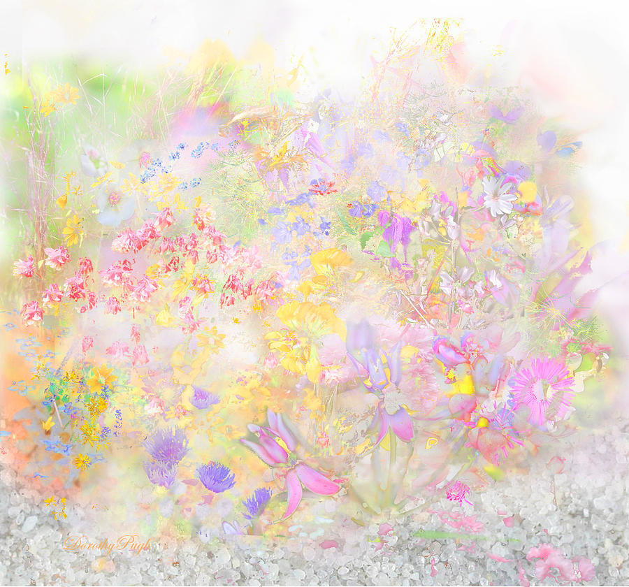 Flower Digital Art - Meadow on a Misty Beach by Dorothy  Pugh