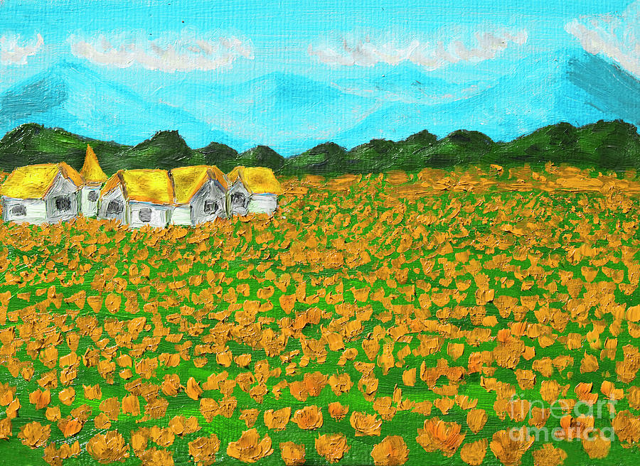 Meadow with orange poppies, oil painting Painting by Irina Afonskaya