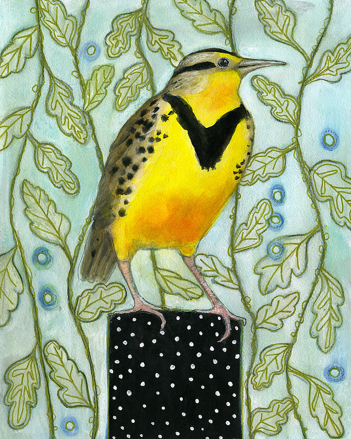 Meadowlark Song Bird Painting by Blenda Studio