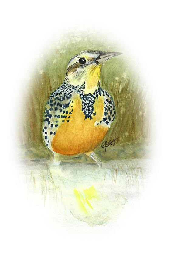 Meadowlark in Field Painting by Elise Boam