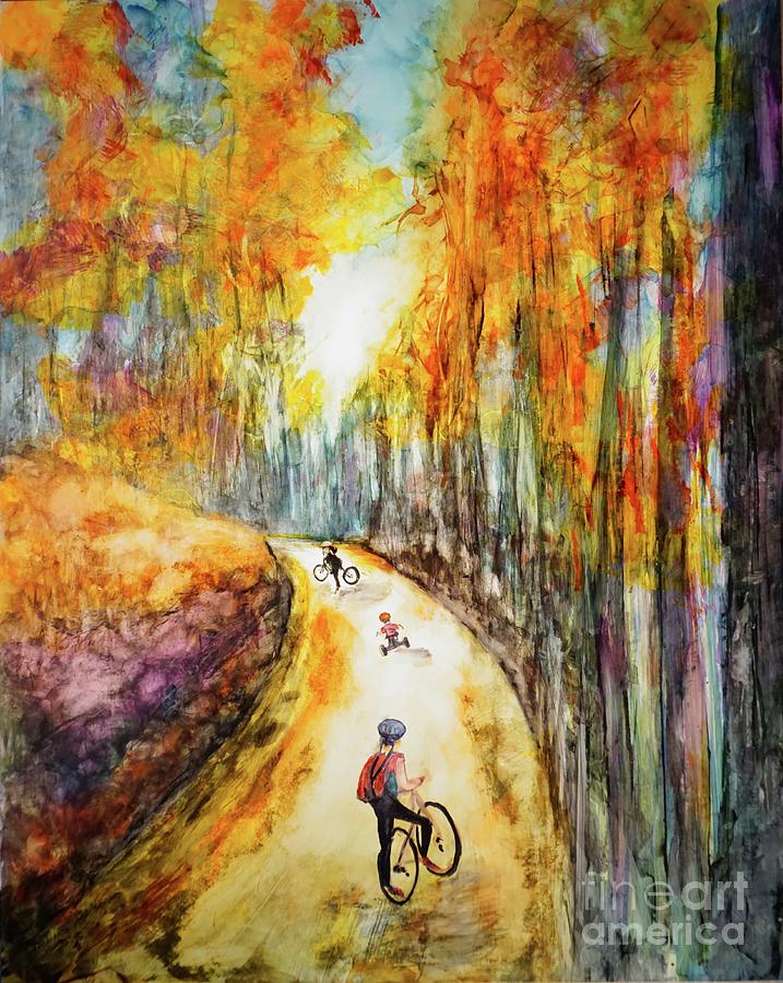 Meandering Bike Ride Painting by Patty Donoghue