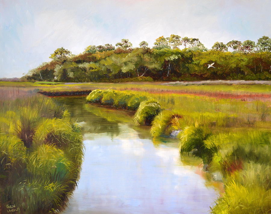 Meandering marsh Painting by Karen Langley