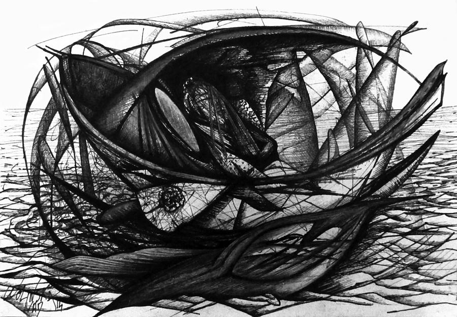 Meanwhile 5 Drawing by Nad Wolinska