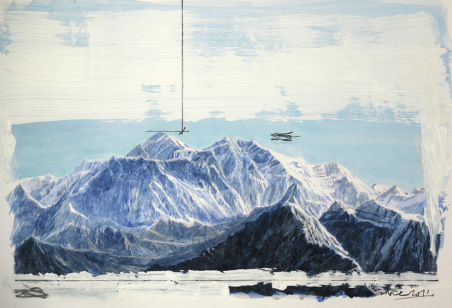 Mountain Painting - Measuring mountains by Andrew Crane