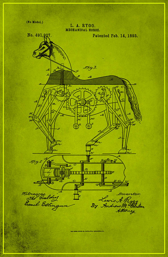 Leonardo Da Vinci Mixed Media - Mechanical Horse Patent Art 1d by Brian Reaves