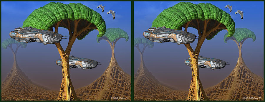 Mechanized World - 3D Stereo Crossview Digital Art by Brian Wallace
