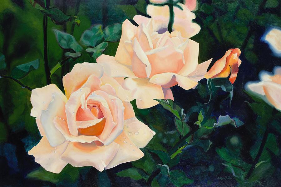 Medallion Roses Painting by Karen Faire