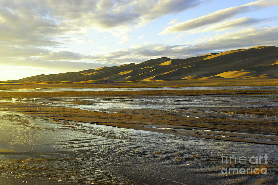Medano creek and great the great Sand Dunes Photograph by Jeff Swan