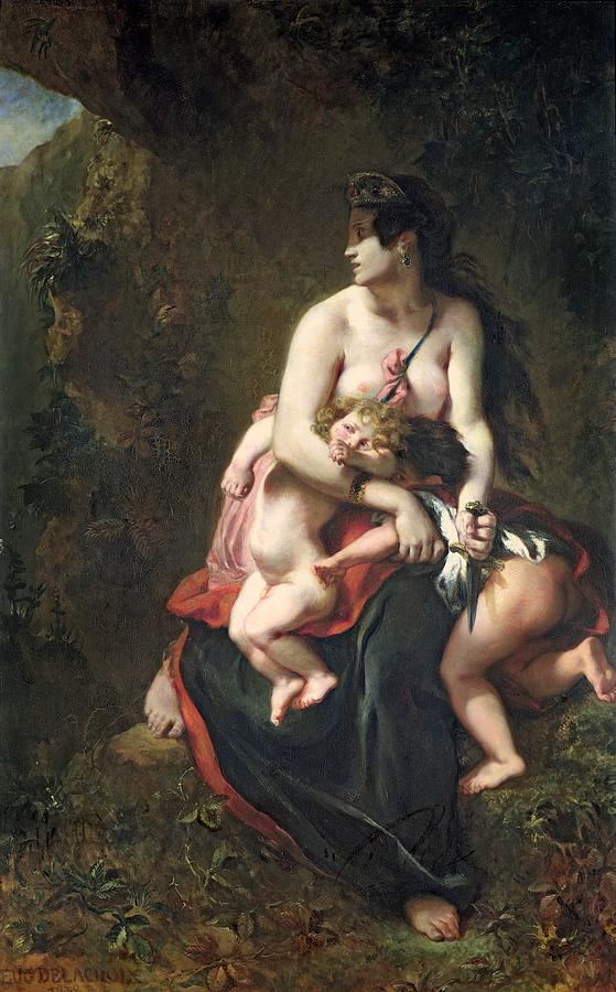 Greek Painting - Medea by Eugene Delacroix