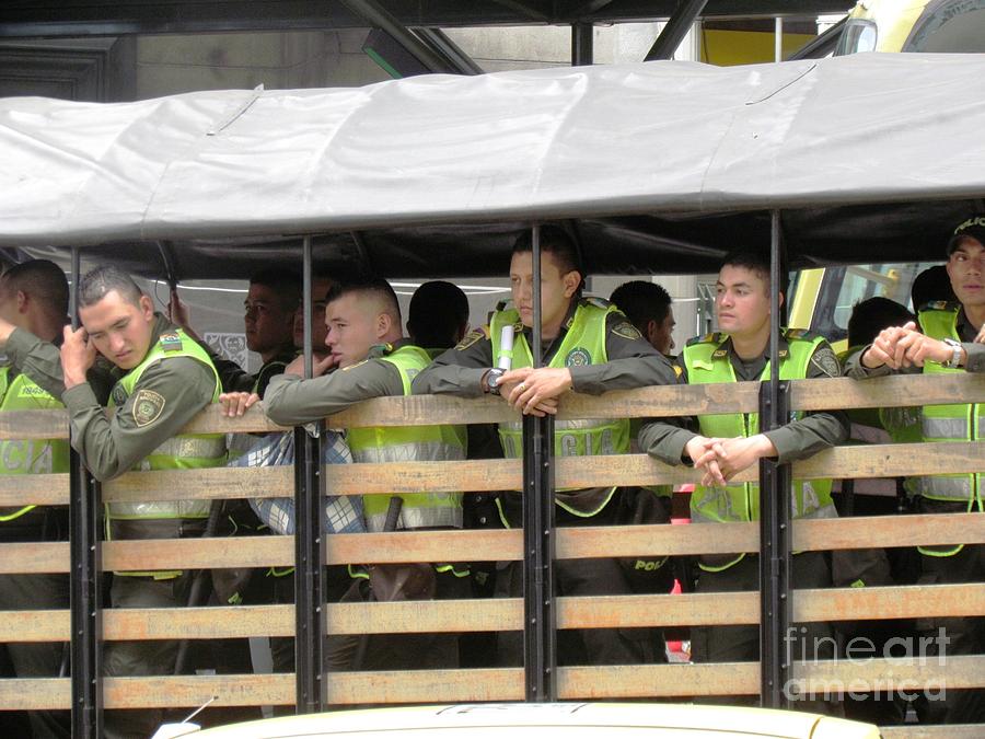 Medellin City Police In Truck Photograph by Ted Pollard - Pixels