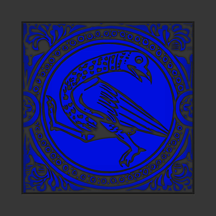 Abstract Digital Art - Mediaeval bird revision - blue by Li   van Saathoff