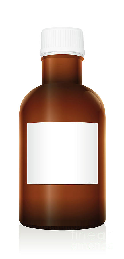Medicine Bottle Dark Brown Glass Blank Label Digital Art by Peter