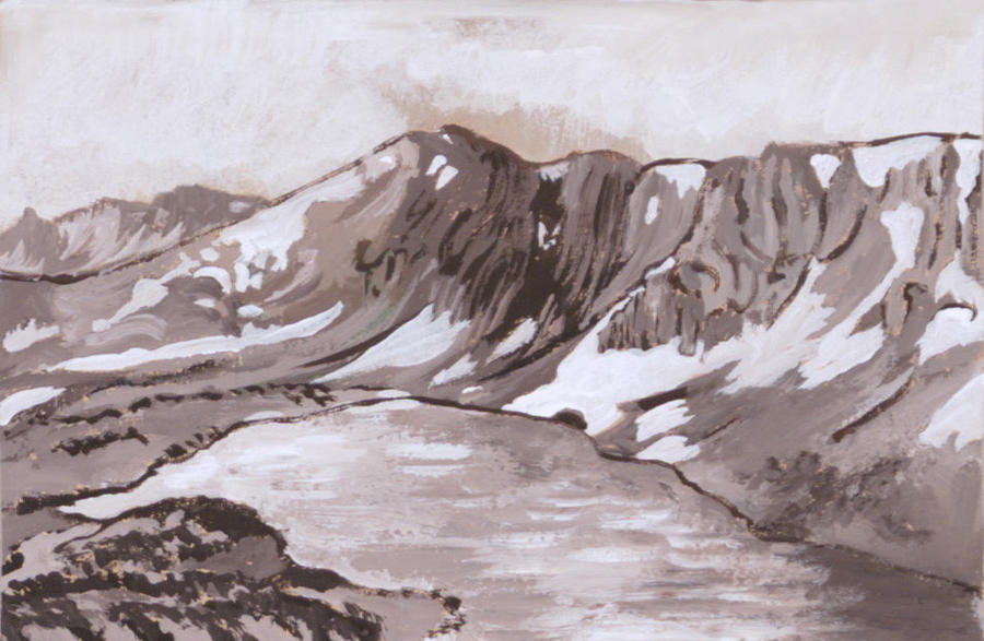 Mountain Painting - Medicine Bow Peak Historical Vignette by Dawn Senior-Trask