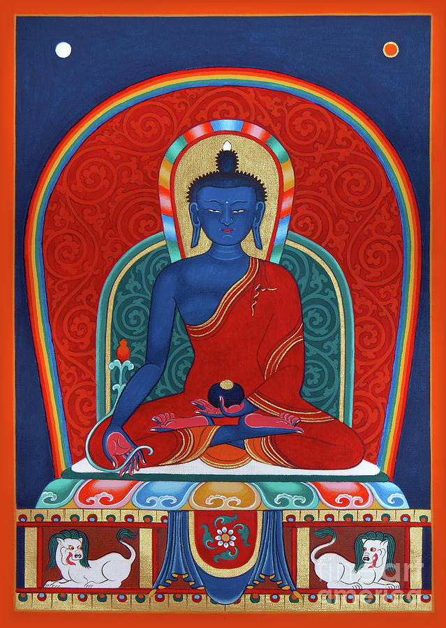 Medicine Buddha Menla Painting by Sergey Noskov