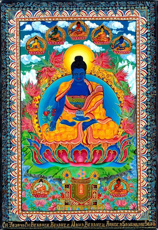 Medicine Buddha  Painting by Mira Krishnan