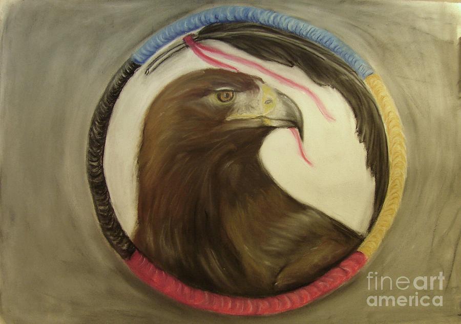 Eagle Pastel - Medicine Hoop Eagle by Michelle  Thomann-Ramirez