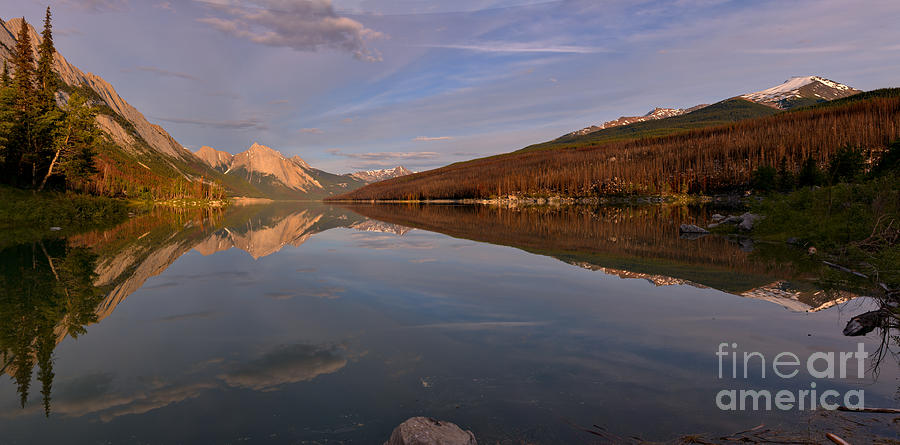 Medicine Lake Spring Reflection Panorama Photograph by Adam Jewell