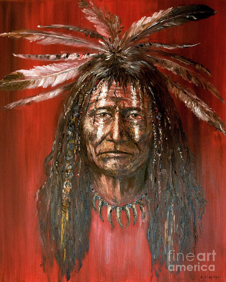 Native American Painting - Medicine man by Arturas Slapsys