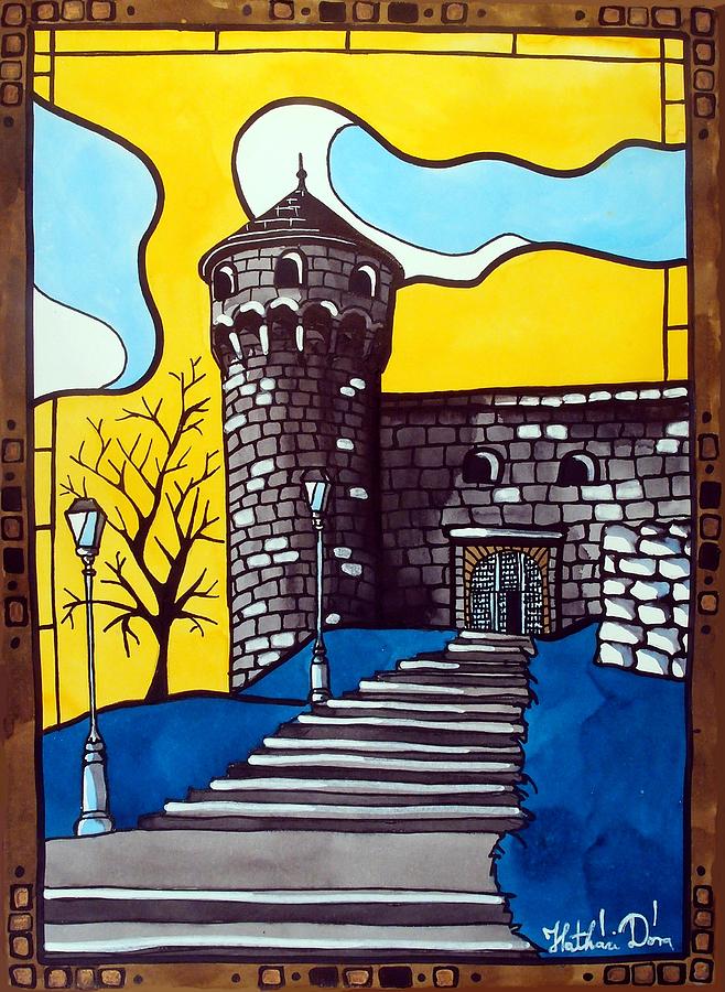 Medieval Bastion -  Mace Tower of Buda Castle Hungary by Dora Hathazi Mendes Painting by Dora Hathazi Mendes