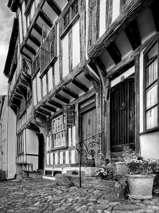 Medieval British Architecture - Dick Turpins Cottage Thaxted in Black and White Photograph by Gill Billington
