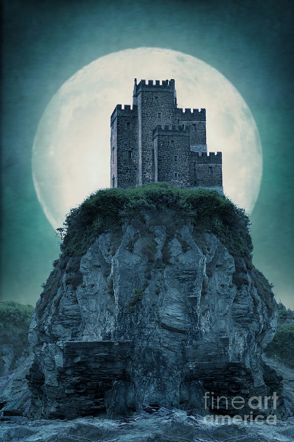Medieval Castle On A Cliff With Full Moon Photograph by Lee Avison