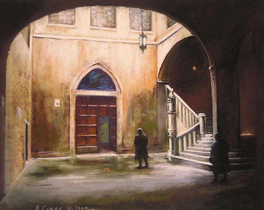 Medieval Courtyard Painting by Barbara Couse Wilson