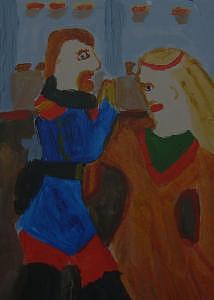 Knight Painting - Medieval Dance by Annie Dameron