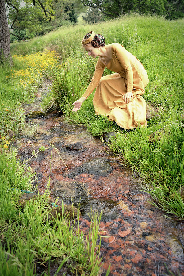 Medieval Lady by a Stream Photograph by Jean Gill
