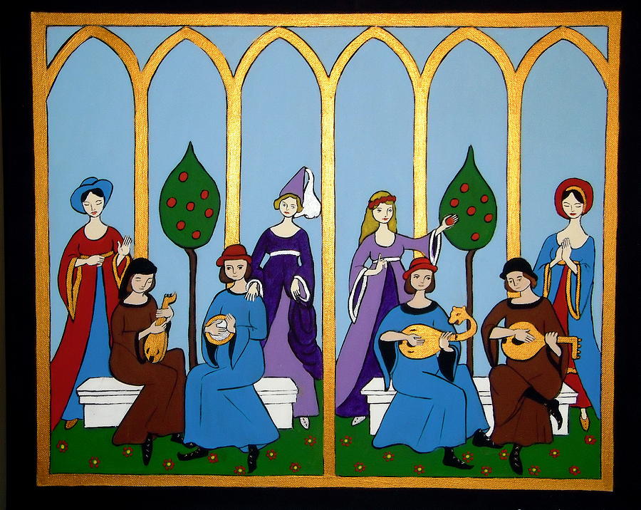 Medieval Musicians Painting by Stephanie Moore