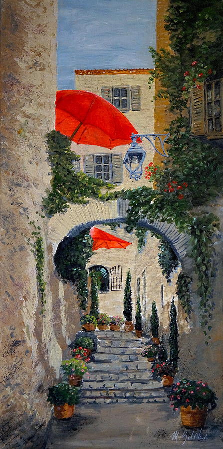 Medieval Steps at St Paul de Vence Painting by Marilyn Zalatan