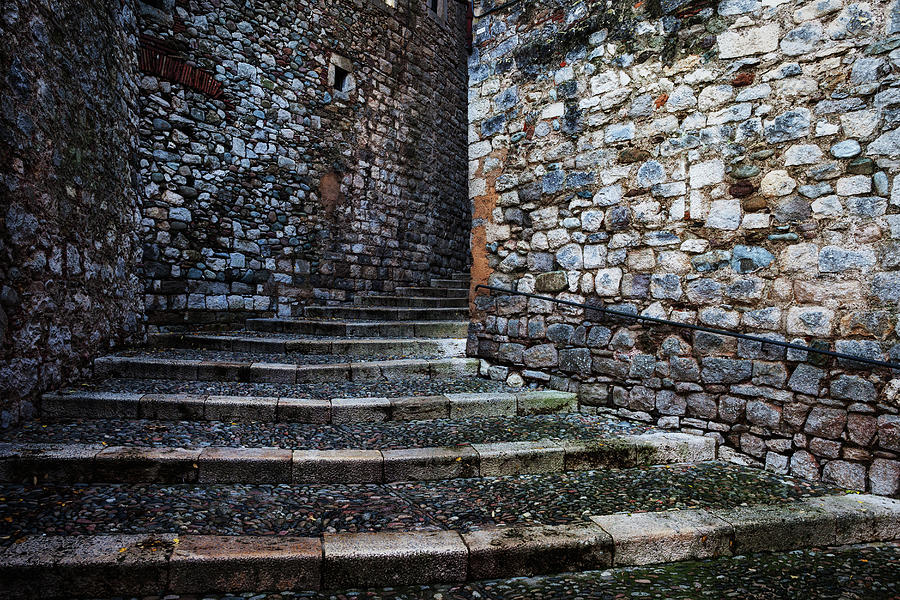 Medieval Stone Walls And Cobblestone Stairs In Girona Photograph by Artur Bogacki